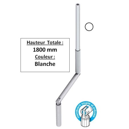 Manivelle BLANCHE alu diam 13 Long tot 1800 GB21800Diamètre Exter 13 GEIGER