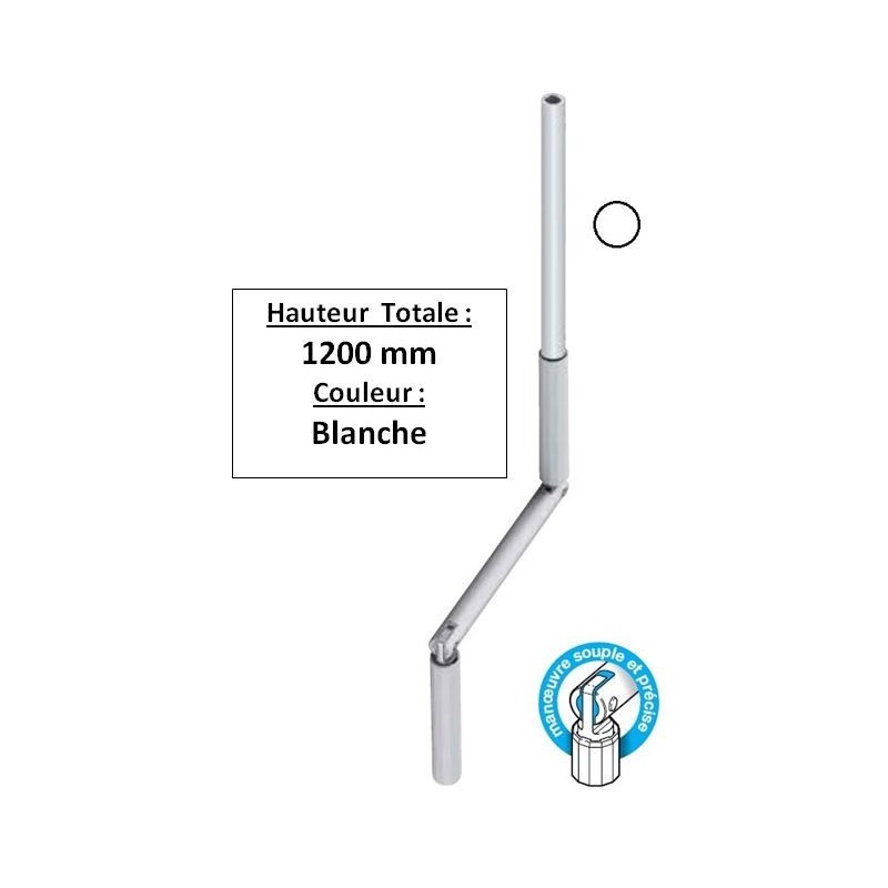 Manivelle BLANCHE alu diam 15 Long tot 1200 GB211200Diamètre Exter 15 SIMU-ACCESSOIRES