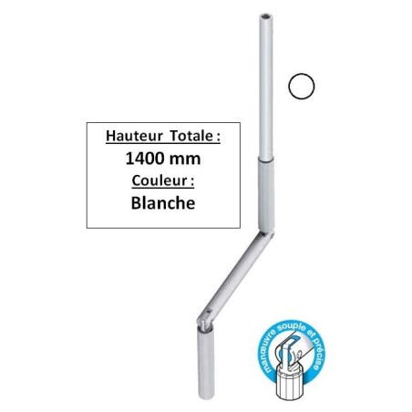 Manivelle BLANCHE alu diam 15 Long tot 1400 GB211400Diamètre Exter 15 GEIGER