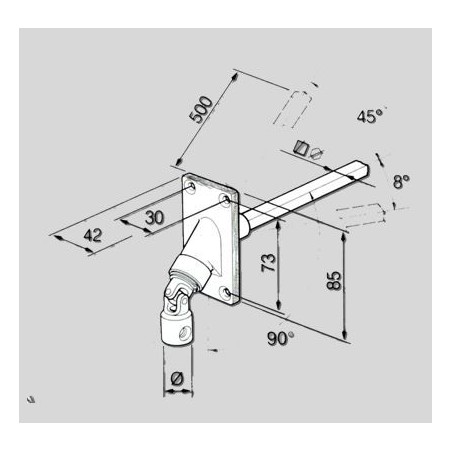 GENOUILLERE 90° NICKELEE -42X85 -D14 -CARRE 8- L480
