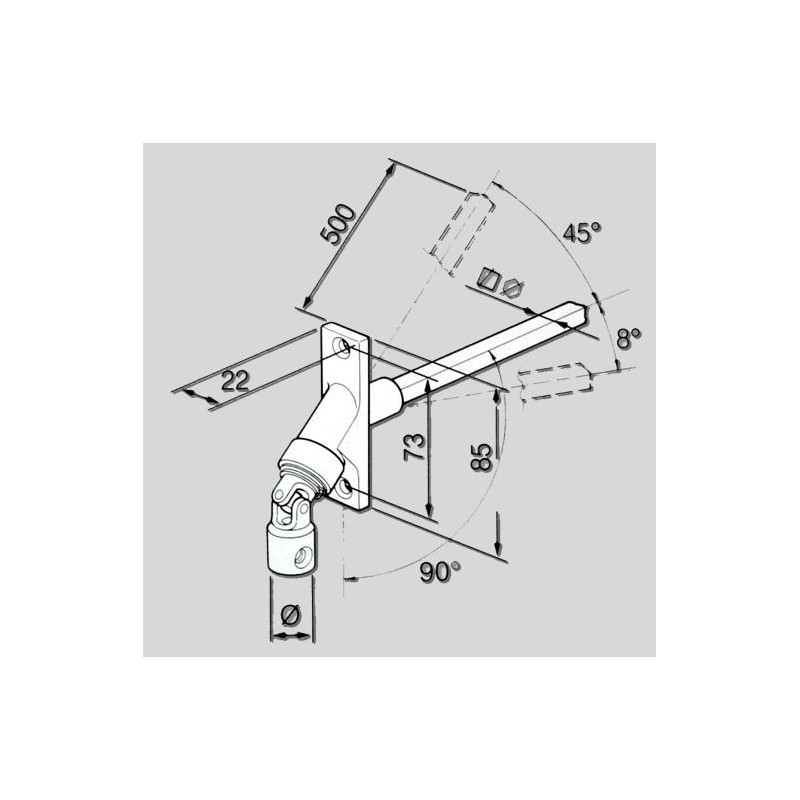 GENOUILLERE 90° NICKELEE -22X85 -D14 -HEXA 7- L480 2004118Héxa 7SIMU-ACCESSOIRES