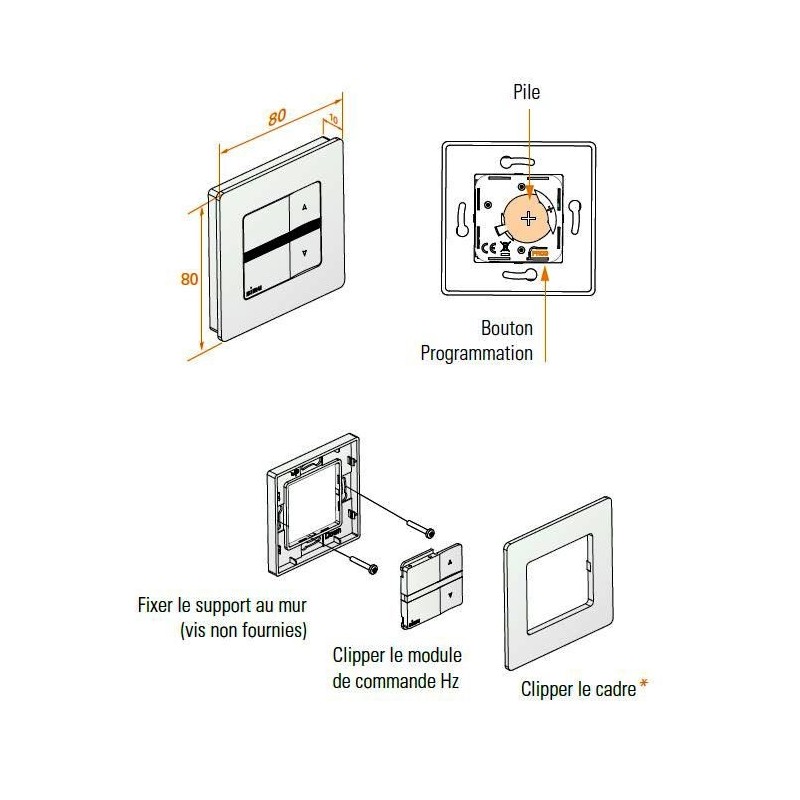 Emetteur Mural Simu 1 canal 2008369Commandes EHZSIMU