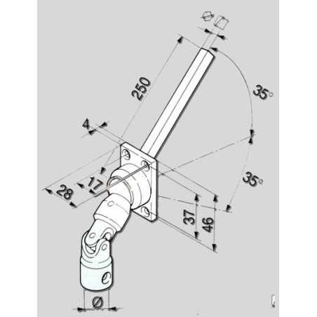 GENOUILLERE 45° NICKELEE -28X46 -D14 - CARRE 8- L 250
