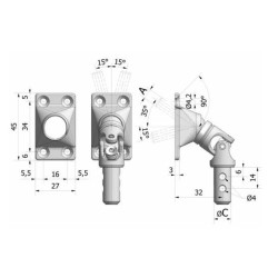Sortie de caisson 45° 27X45-Nickelée-4T- 6P 7 mm