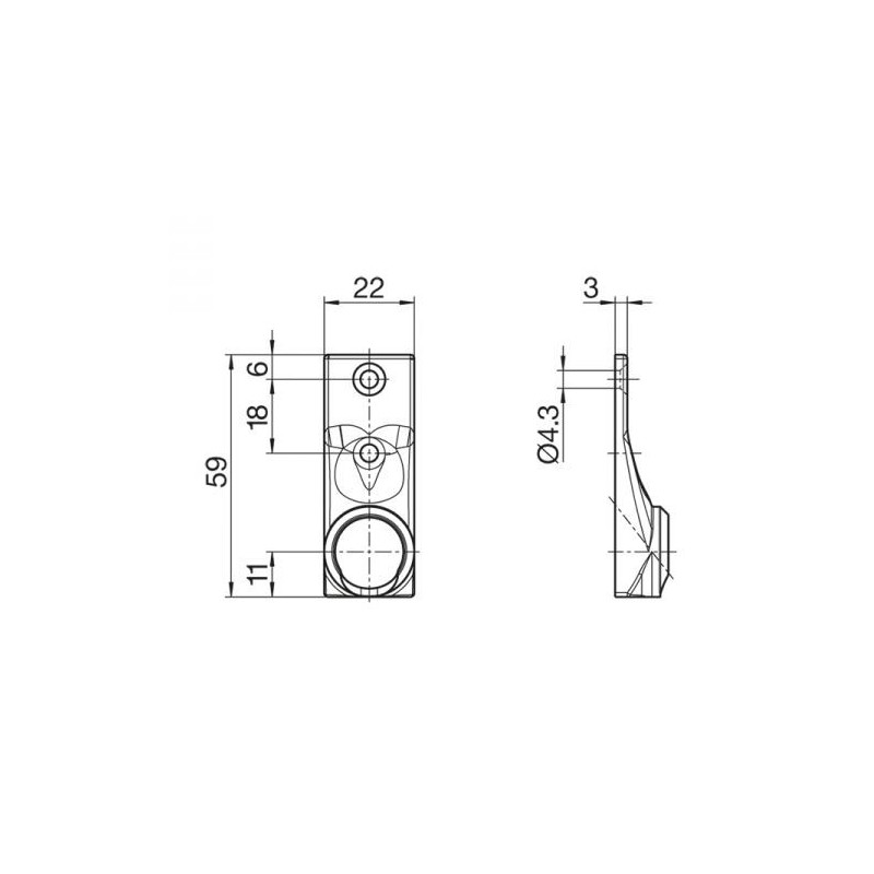 Sortie de caisson 45° 22X59-Nickelée-2T- Carre de 6 mm 816F051002Carré de 6 GEIGER
