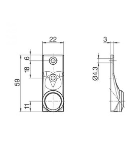 Sortie de caisson 45° 22X59-Nickelée-2T- Carre de 6 mm 816F051002Carré de 6 GEIGER