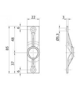 Sortie de caisson 45° 22X85-Nickelée-2T- Carré de 8 mm 816F011003Carré de 8GEIGER