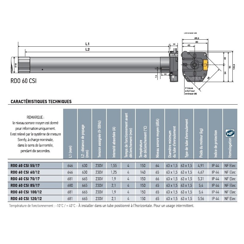 LT 60 CSI 60/17 1162215Moteur CSISomfy