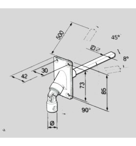 GENOUILLERE 90° NICKELEE -42X85 -D14 -HEXA 7- L480 2004122Héxa 7SIMU-ACCESSOIRES