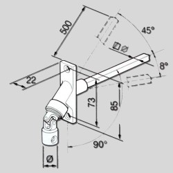 GENOUILLERE 90° NICKELEE -22X85 -D14 -CARRE 8- L480