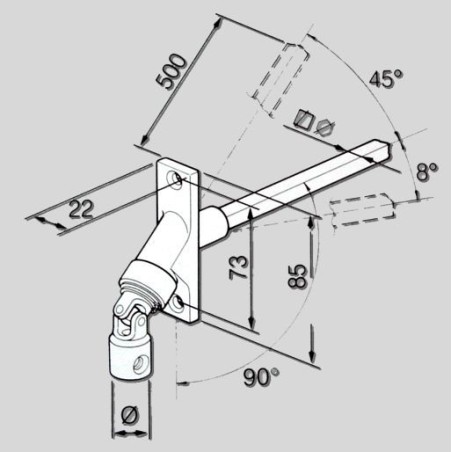 GENOUILLERE 90° NICKELEE -22X85 -D14 -CARRE 8- L480