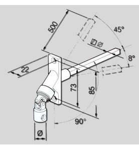 GENOUILLERE 90° NICKELEE -22X85 -D14 -CARRE 8- L480 2004119Carré de 8SIMU-ACCESSOIRES