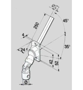 GENOUILLERE 45° NICKELEE -24X52 -D14 - CARRE 8- L 250 2004104Carré de 8SIMU-ACCESSOIRES