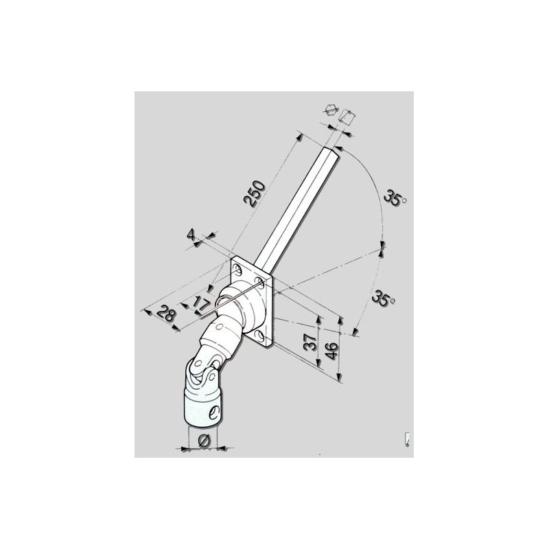 GENOUILLERE 45° NICKELEE -28X46 -D14 - HEXA 7- L 250 2004105Héxa 7SIMU-ACCESSOIRES