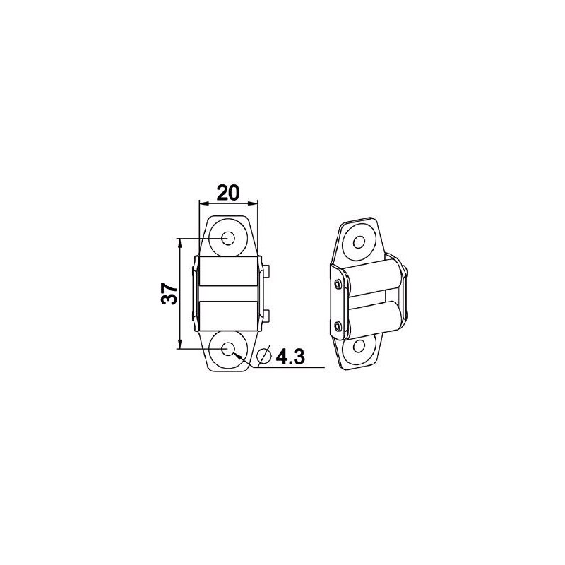 GUIDE SANGLE 17 mm VERTICAL A 2 GALETS-G204 G204Sangle de 17 mmZURFLUH-FELLER
