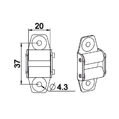 GUIDE SANGLE 17 mm VERTICAL A 2 GALETS-G204