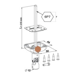 Bloc Guide 45° genouillère-MARRON-45x50- Blanc -6P 7 mm