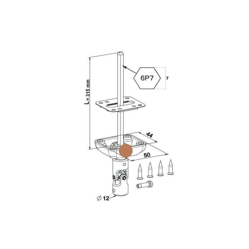Bloc Guide 45° genouillère-MARRON-45x50- Blanc -6P 7 mm D176NGHéxa 7ZURFLUH-FELLER