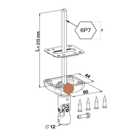 Bloc Guide 45° genouillère-MARRON-45x50- Blanc -6P 7 mm