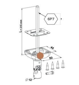 Bloc Guide 45° genouillère-MARRON-45x50- Blanc -6P 7 mm D176NGHéxa 7ZURFLUH-FELLER