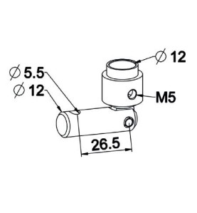 SYSTÈME ARTICULE DEPORT MANIVELLE 26 mm pour D601-D621 (120°) D422J6Manivelles de 12ZURFLUH-FELLER