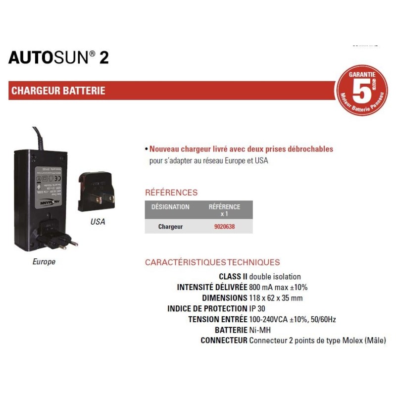 CHARGEUR DE BATTERIE 9020638Motorisation SolaireSIMU