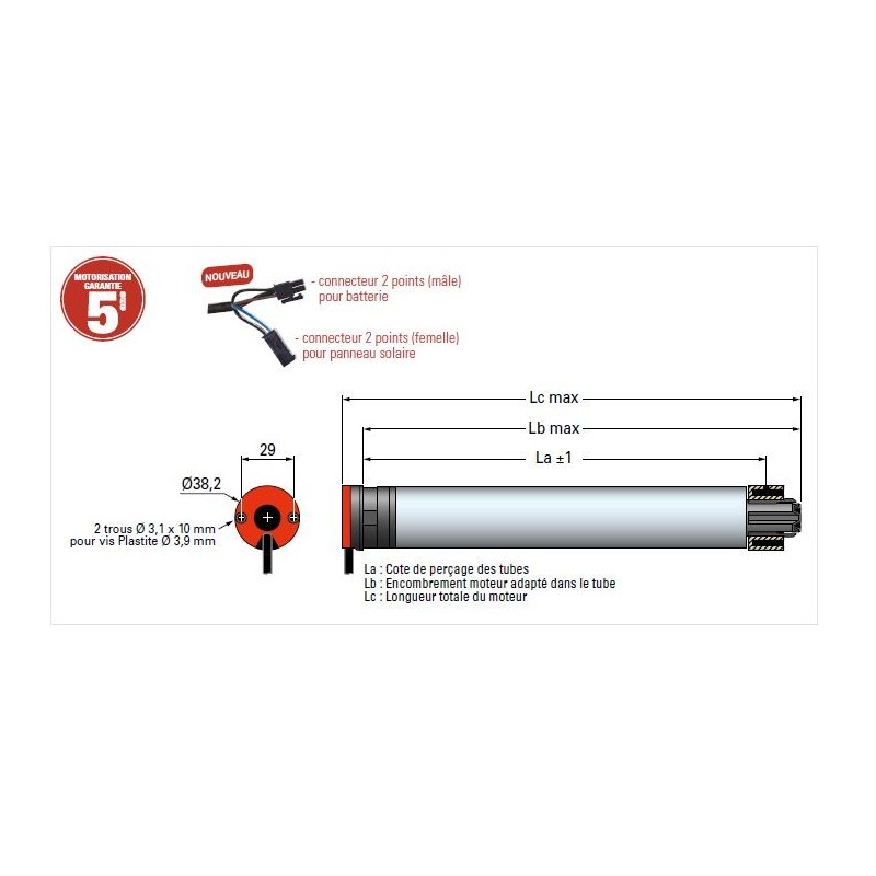 MOTEUR SIMU T3,5 EHZ 12V CC 10/18 2009082Motorisation SolaireSIMU