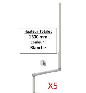 LOT DE 5 MANIVELLES BLANCHE SELECTALU. LGR TOTALE 1300 E801EAX5Diamètre Exter 12 ZURFLUH-FELLER