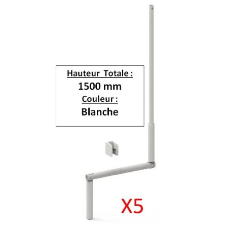 LOT DE 5 MANIVELLES BLANCHE SELECTALU. LGR TOTALE 1500 E801GAX5Diamètre Exter 12 ZURFLUH-FELLER