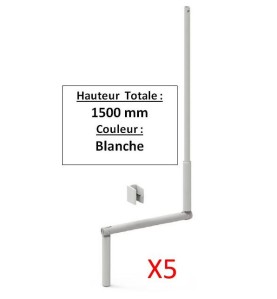 LOT DE 5 MANIVELLES BLANCHE SELECTALU. LGR TOTALE 1500 E801GAX5Diamètre Exter 12 ZURFLUH-FELLER