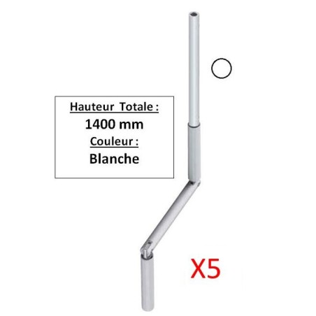 LOT DE 5 Manivelles BLANCHE alu diam 13 Long tot 1400 GB81400x5Diamètre Exter 13 GEIGER