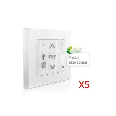 LOT DE 5 Emetteurs Radio Mural SMOOVE RS 100 IO 1811717X5Commandes IOSomfy