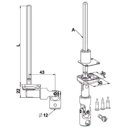 Mini bloc guide Angulaire Déporté 12 mm-Blanc-CARRE DE 6 mm