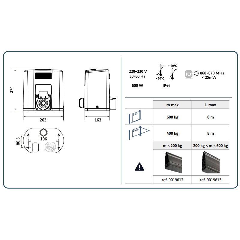 KIT MOTORISATION PORTAIL COULISSANT SOMFY ELIXO 3S IO PACK CONFORT