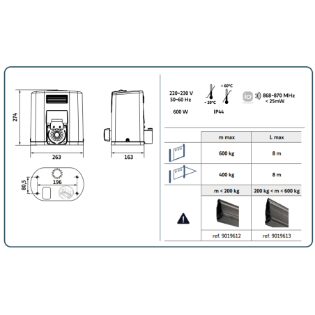 KIT MOTORISATION PORTAIL COULISSANT SOMFY ELIXO 3S IO PACK CONFORT