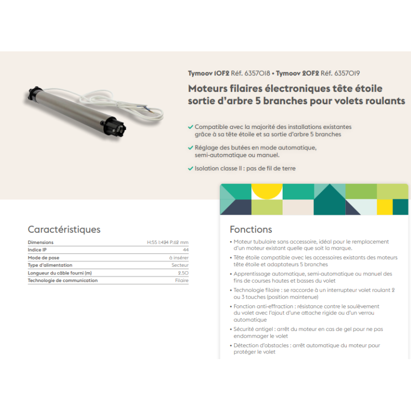 Moteur 20 Nm FILAIRE ARRET AUTOMATIQUE TYMOOV 20 FE