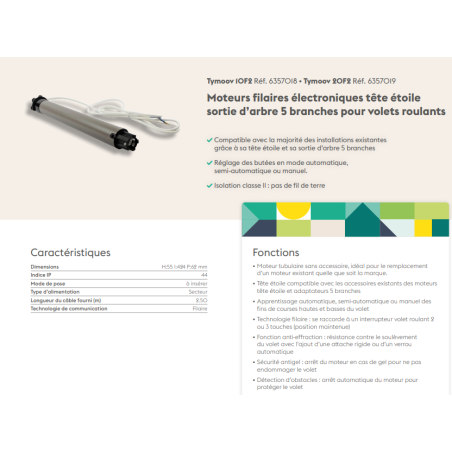 Moteur 20 Nm FILAIRE ARRET AUTOMATIQUE TYMOOV 20 FE