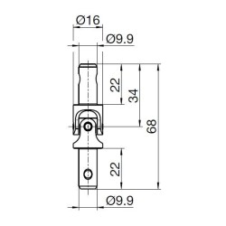 Genouillère Male 10-Male 10 mm pour manivelle de 13 mm