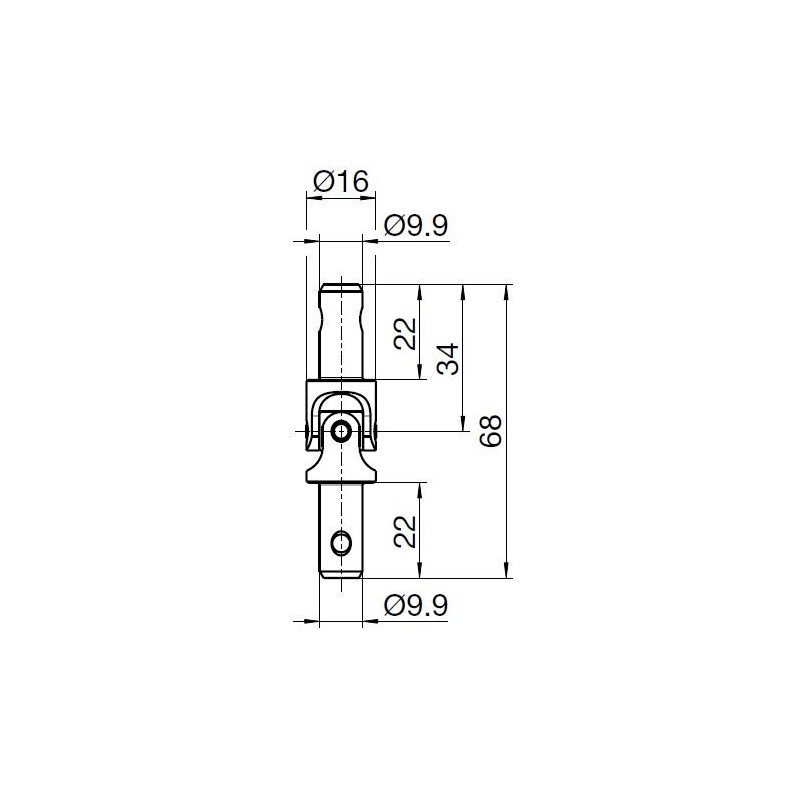 Genouillère Male 10-Male 10 mm pour manivelle de 13 mm 816F890AcierGEIGER