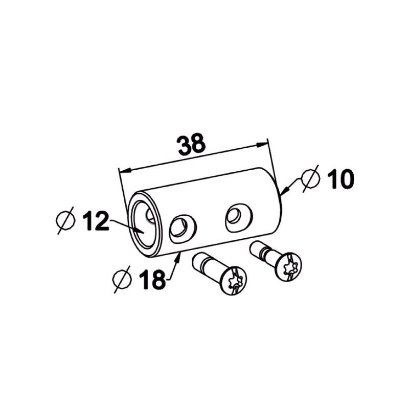 Manchon Adaptateur Axe d10/ Tringle D12 D290AAcierZURFLUH-FELLER