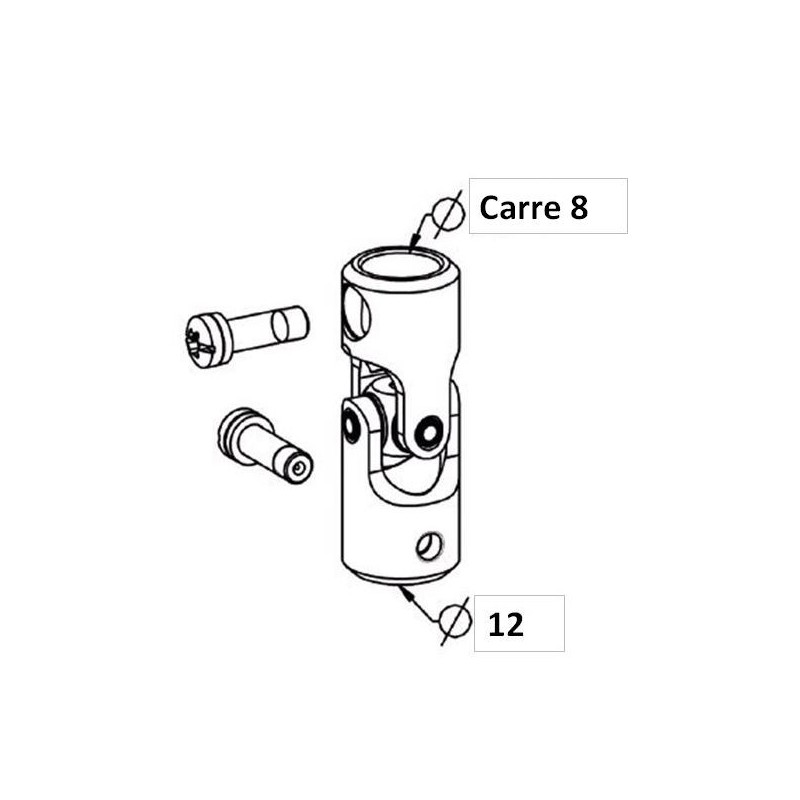 Genouillère Acier Blanche D18 Extérieur. D12/Carré de 8 F781NAcierZURFLUH-FELLER