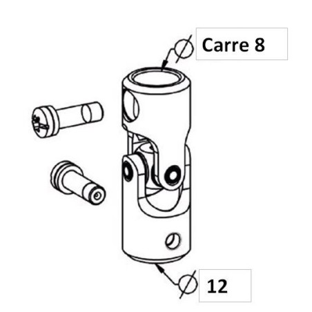 Genouillère Acier Blanche D18 Extérieur. D12/Carré de 8 F781NAcierZURFLUH-FELLER