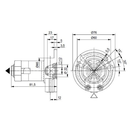 Treuil couple Conique DEBRAYABLE R:3.1-OCTO40-CARRE 6-GAUCHE