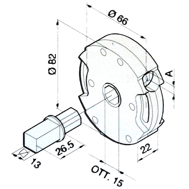Treuil ACE 1:5 FC CARRE 8-PIVOT 0C15-C13 2001677AVEC Fin de courseSIMU-ACCESSOIRES