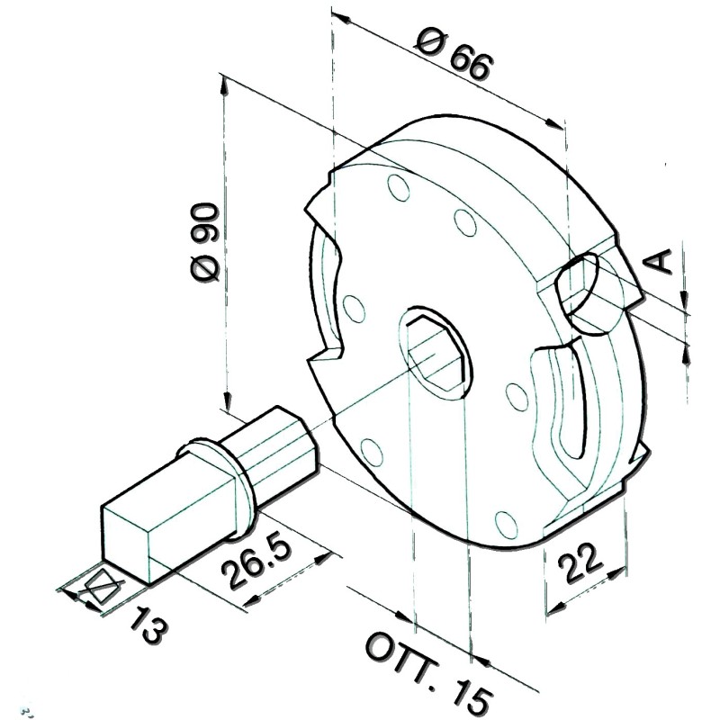 Treuil ACE 1:8 FC CARRE 8-PIVOT 0C15-C13 2001679AVEC Fin de courseSIMU-ACCESSOIRES