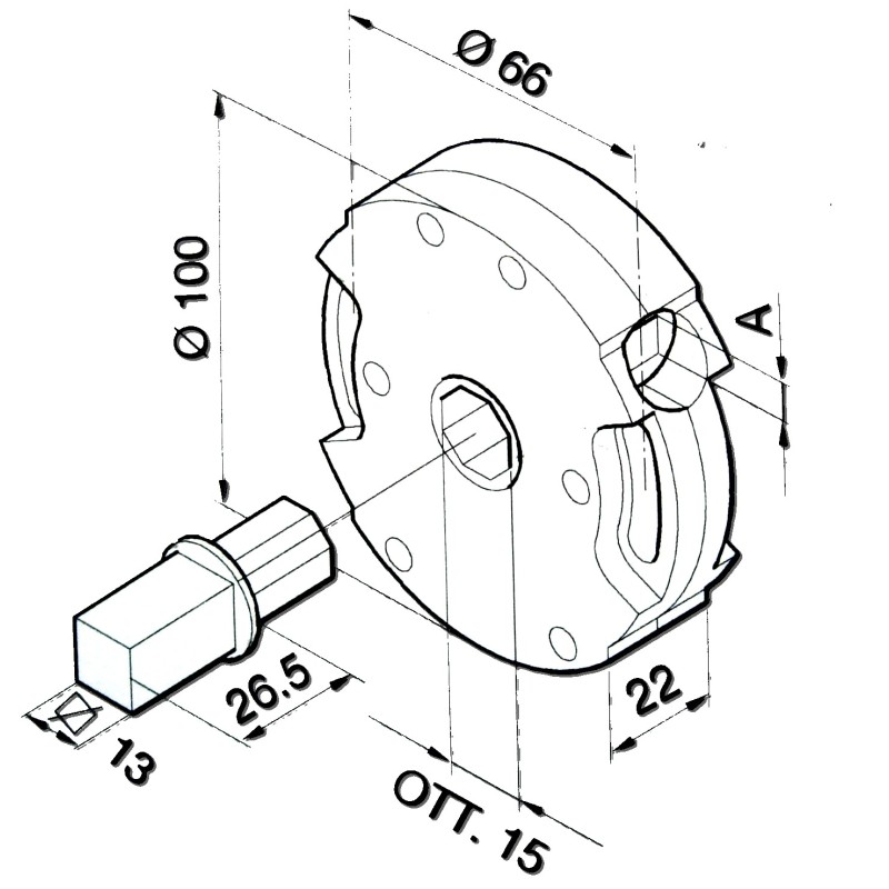 Treuil ACE 1:11 FC CARRE 8-PIVOT H19-C13 2001681AVEC Fin de courseSIMU-ACCESSOIRES